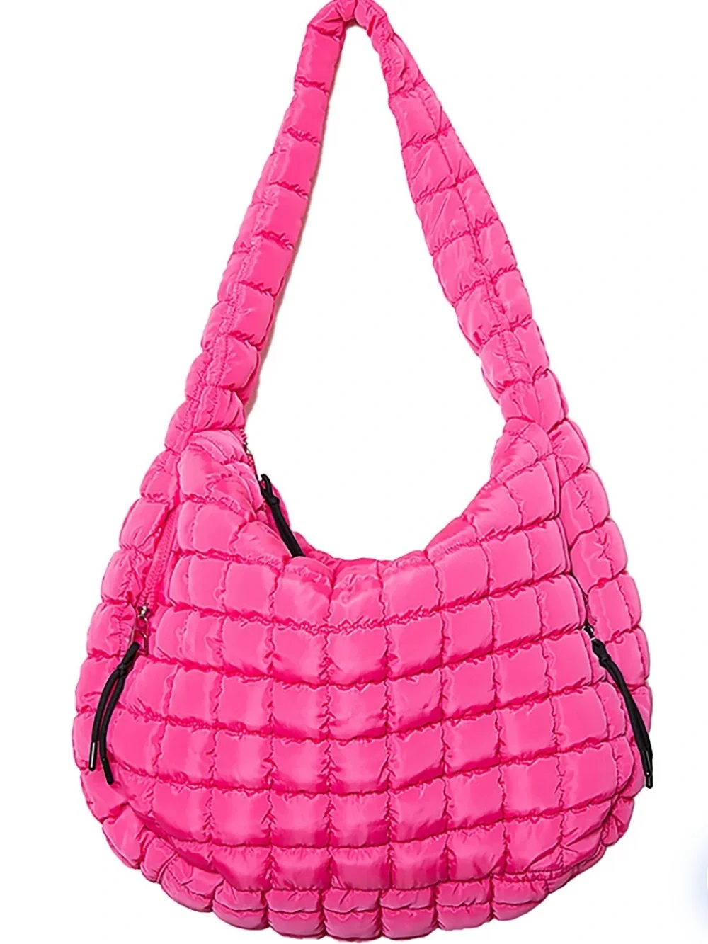 Hot Pink Quilted Puffer Shoulder Bag